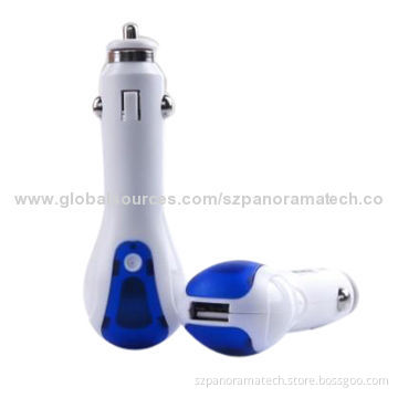 USB Car Chargers with Display, 1A, 12-24V, 5V/1,000mA